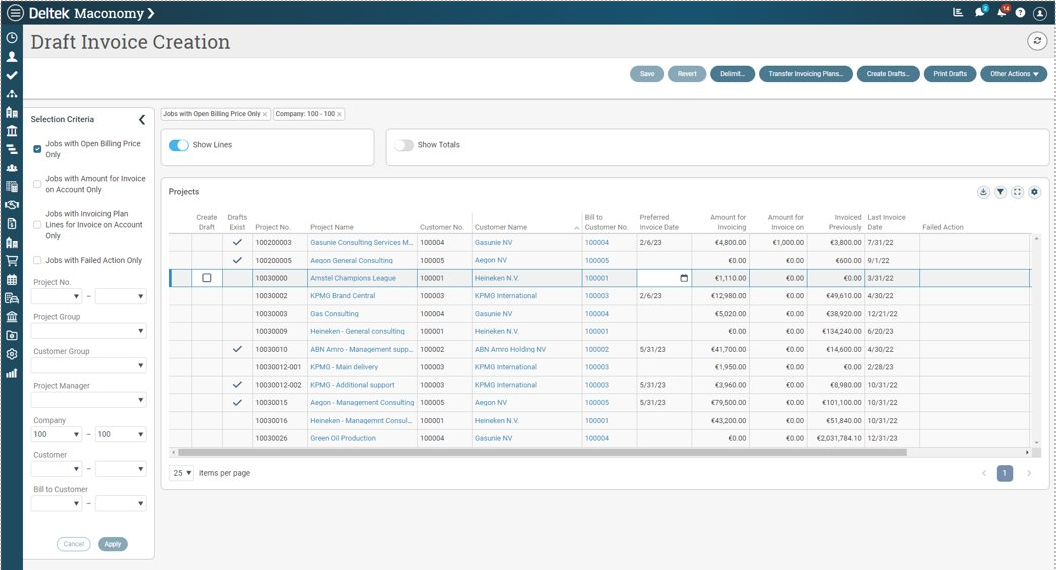 Draft Invoice Creation